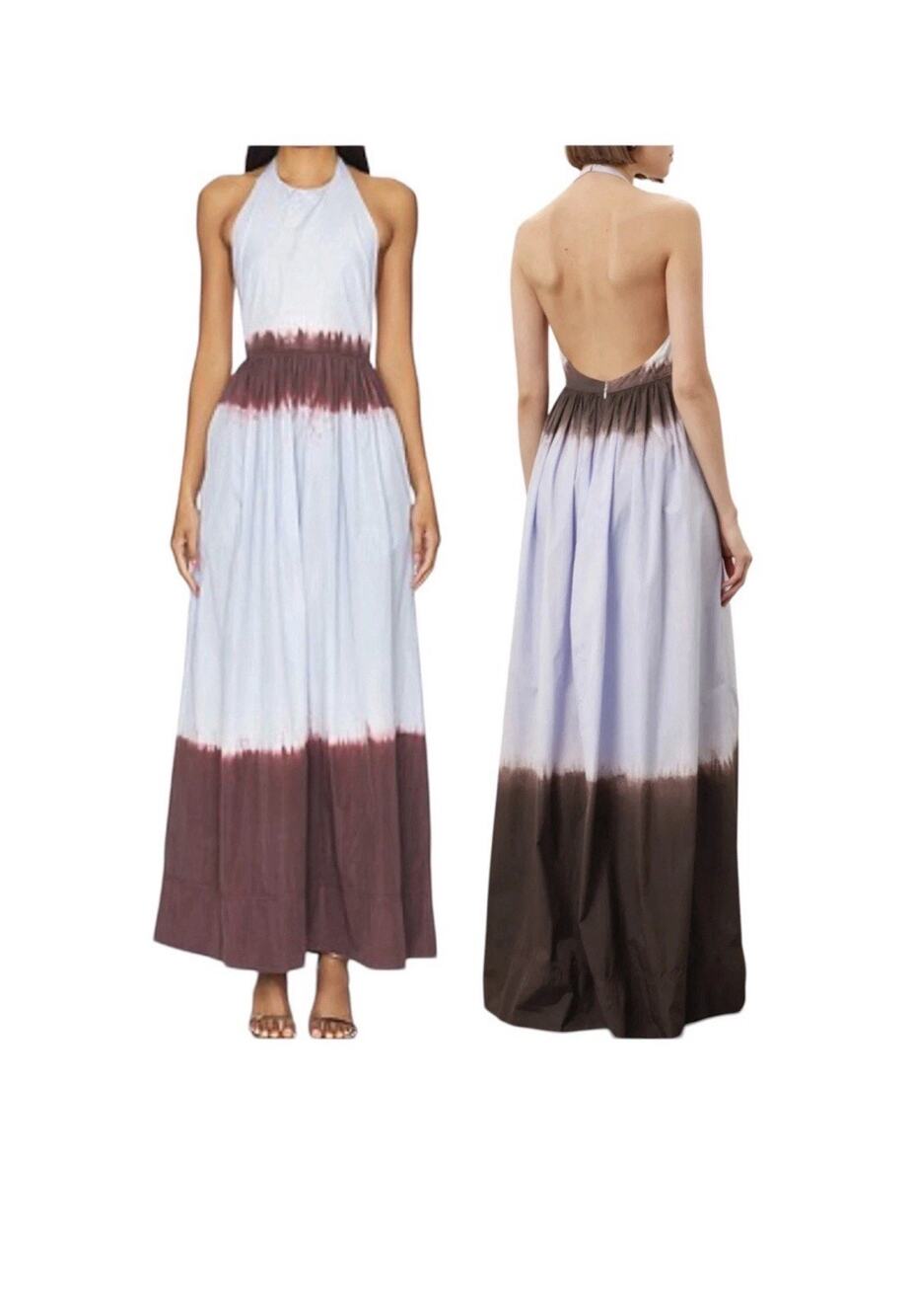 A.L.C. Blair Maxi Dress Size 2 Halter Tie Dye Cotton Pockets